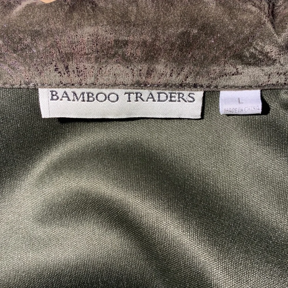 Bamboo Traders Olive Green Button Up Velveteen Blazer Jacket Size L - Picture 3 of 4